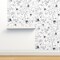 Black And White Flower Drawing Blossoms Leaves Floral Nature Botanical Monochrome Custom Pre-pasted Wallpaper by Spoonflower Pre-Pasted Wallpaper 2FT Wide